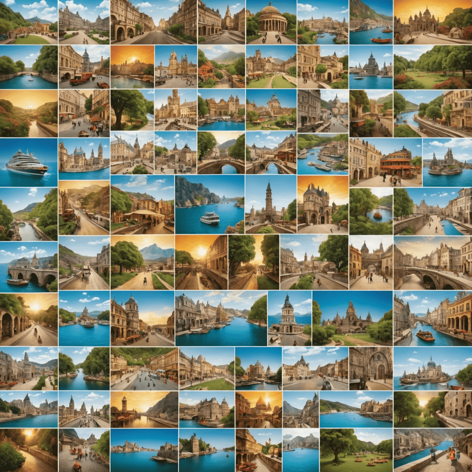 Collage de juegos de mesa con temas de diferentes destinos turísticos famosos